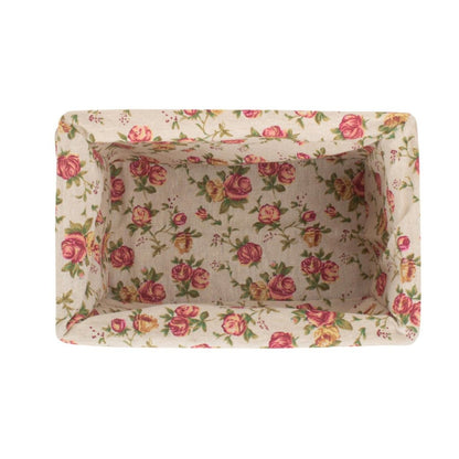 Small Double Steamed Willow Storage Basket with Garden Rose Lining