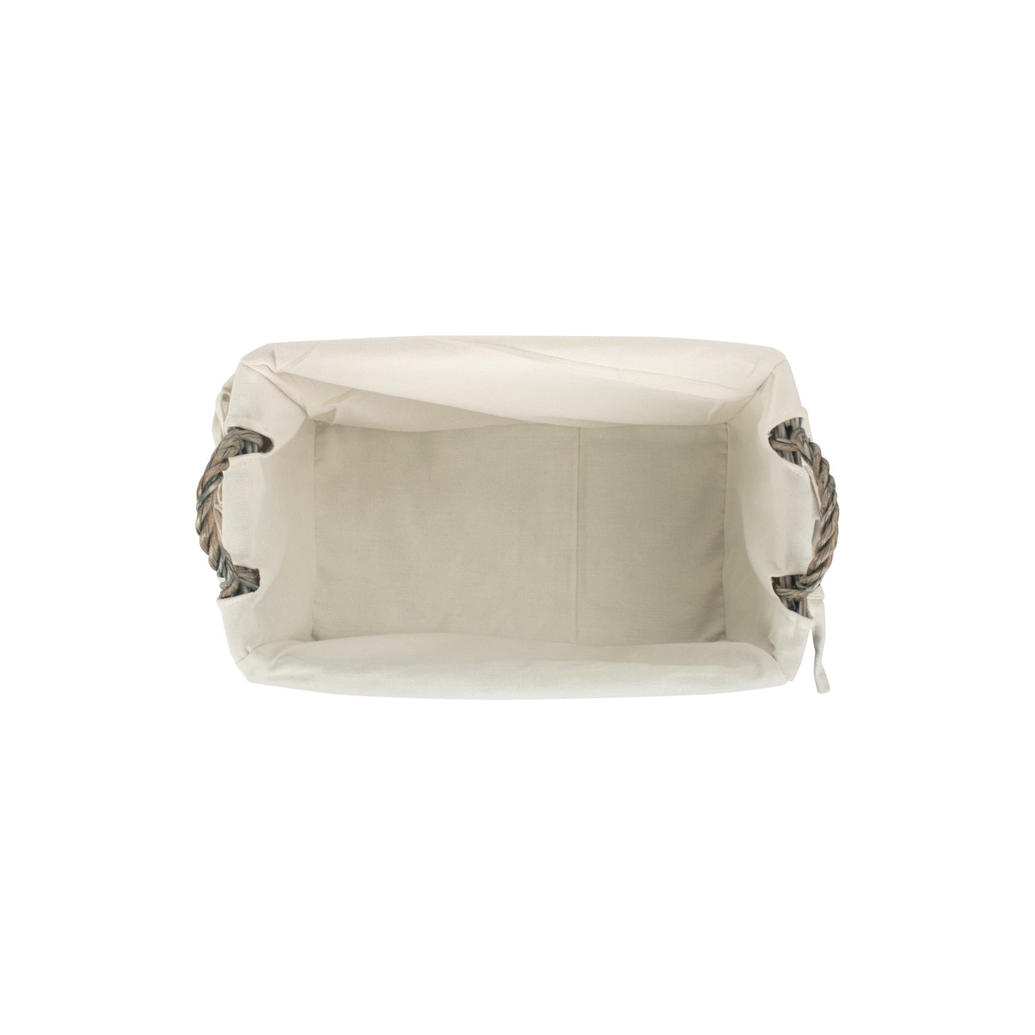 Small Shallow Antique Wash Storage Basket with White Lining