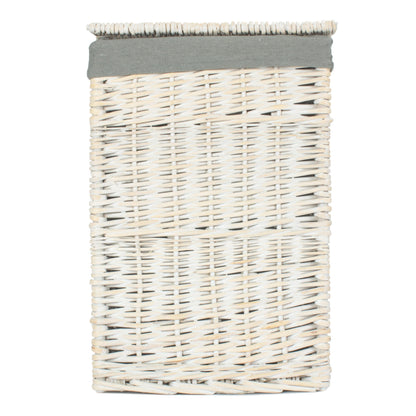 Square White Wash Laundry Hamper with Grey Sage Lining - Small