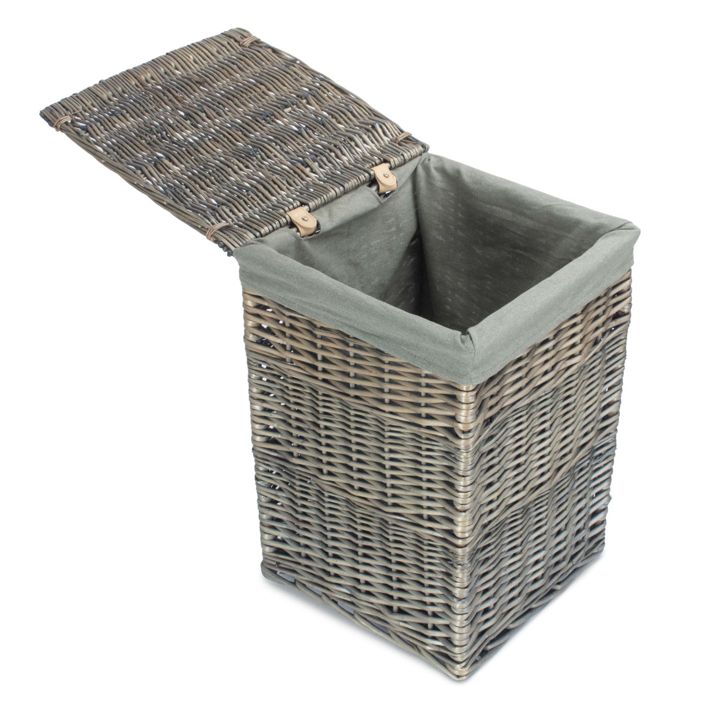 Small Square Laundry Basket with Grey Sage Lining