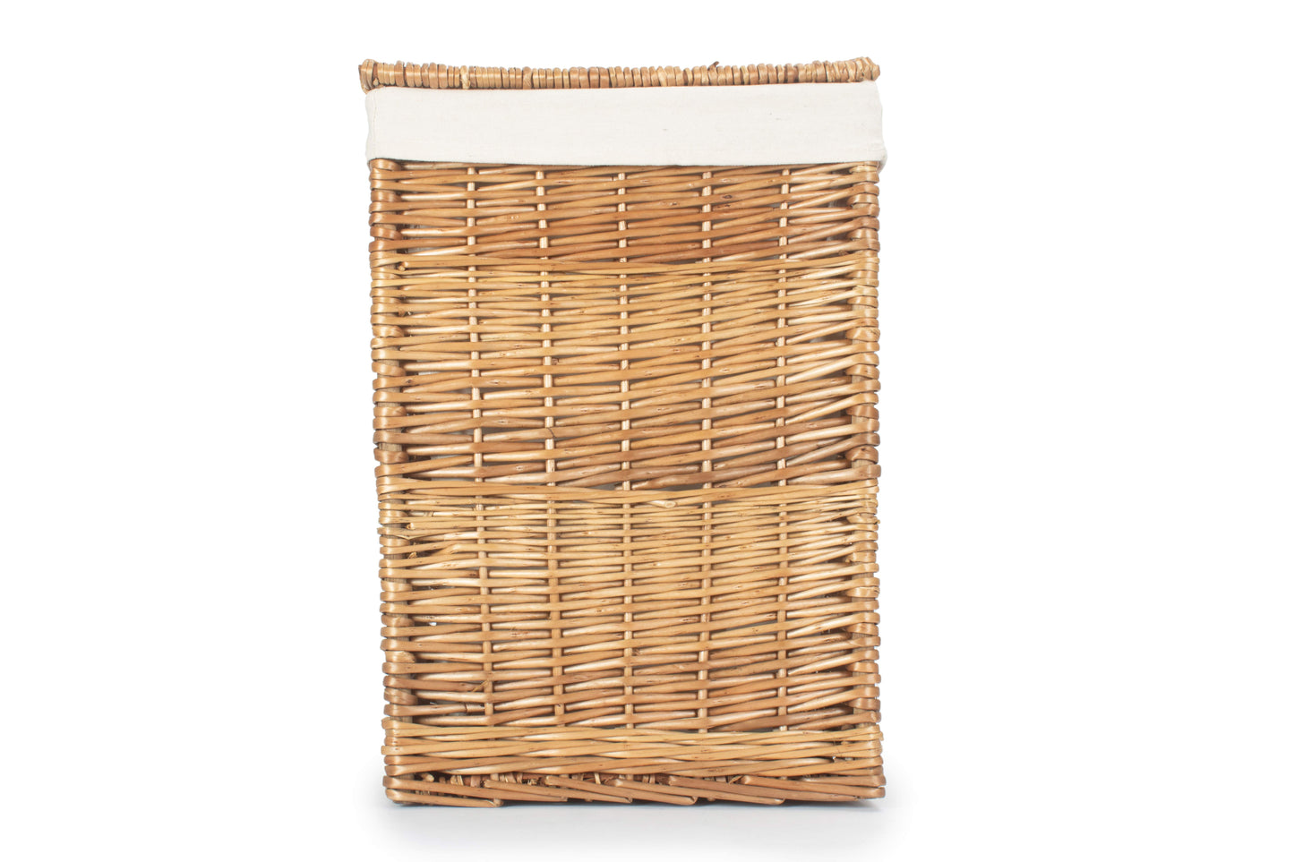 Light Steamed Willow Square Laundry Basket with White Lining - Small