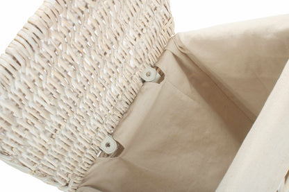 White Wash Willow Square Laundry Hamper with White Lining - Small