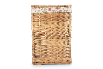 Light Steamed Willow Square Laundry Basket with Garden Rose Lining - Small