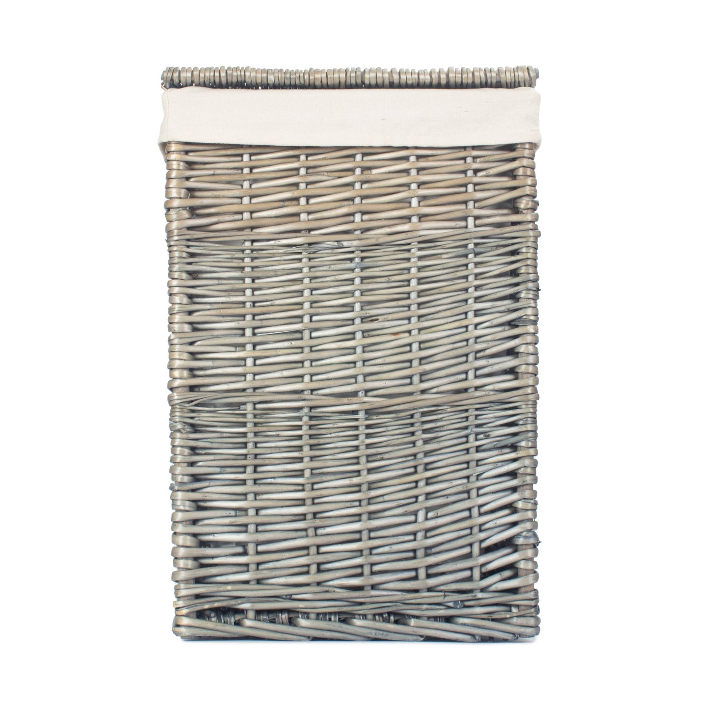 Antique Wash Willow Small Square Laundry Basket with White Lining