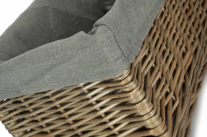 Small Antique Wash Willow Storage Basket with Grey Sage Lining