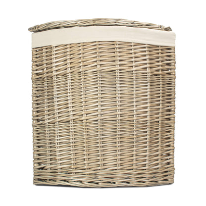 Antique Wash Willow Small Corner Linen Basket with White Lining