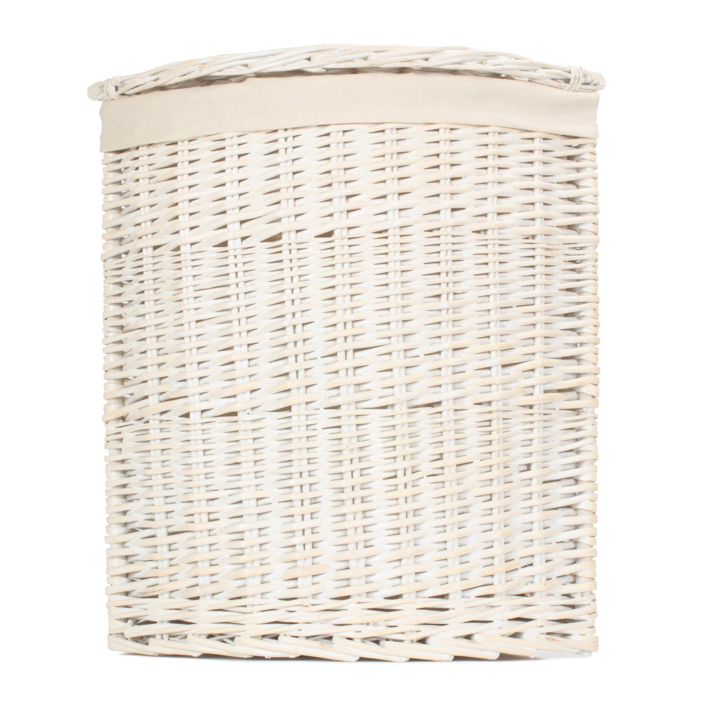 White Wash Willow Corner Laundry Hamper with White Lining - Small