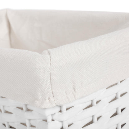 Small White Wicker Storage Basket with White Lining