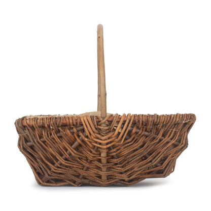 Small Rectangular Unpeeled Willow Garden Trug With Hessian Lining