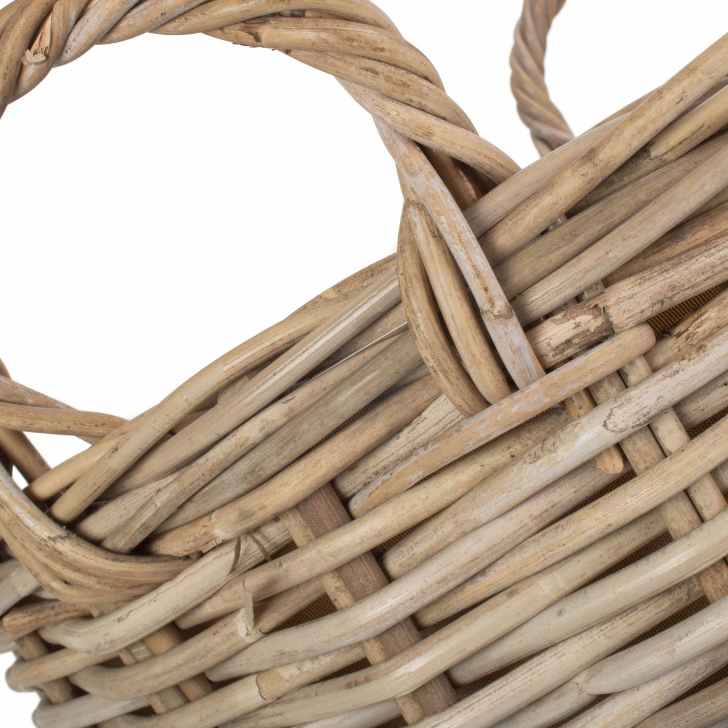 Medium Cordura Lined Tall Round Fireside Rattan Log Basket