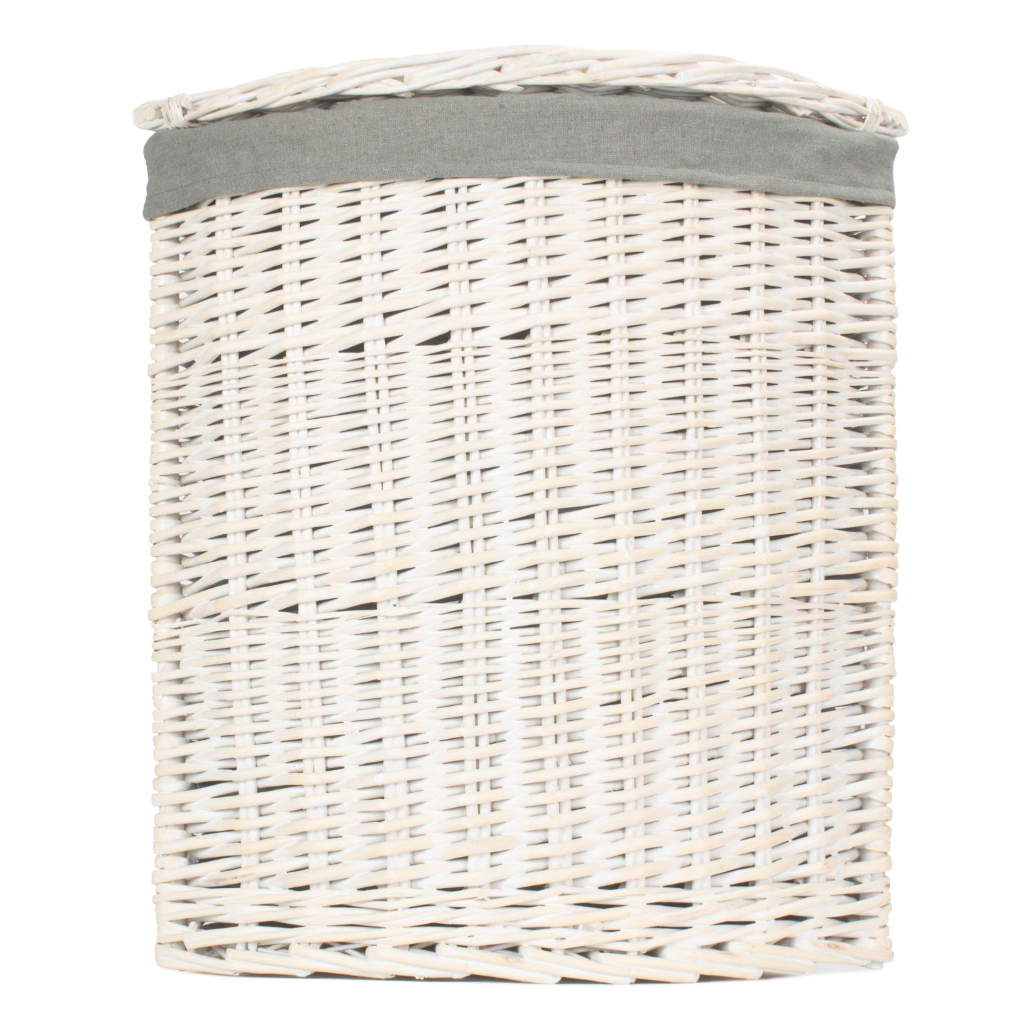 White Wash Willow Corner Laundry Hamper with Grey Sage Lining - Small