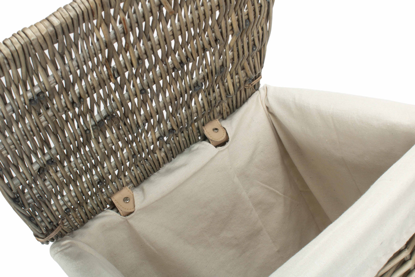 Antique Wash Willow Small Square Laundry Basket with White Lining