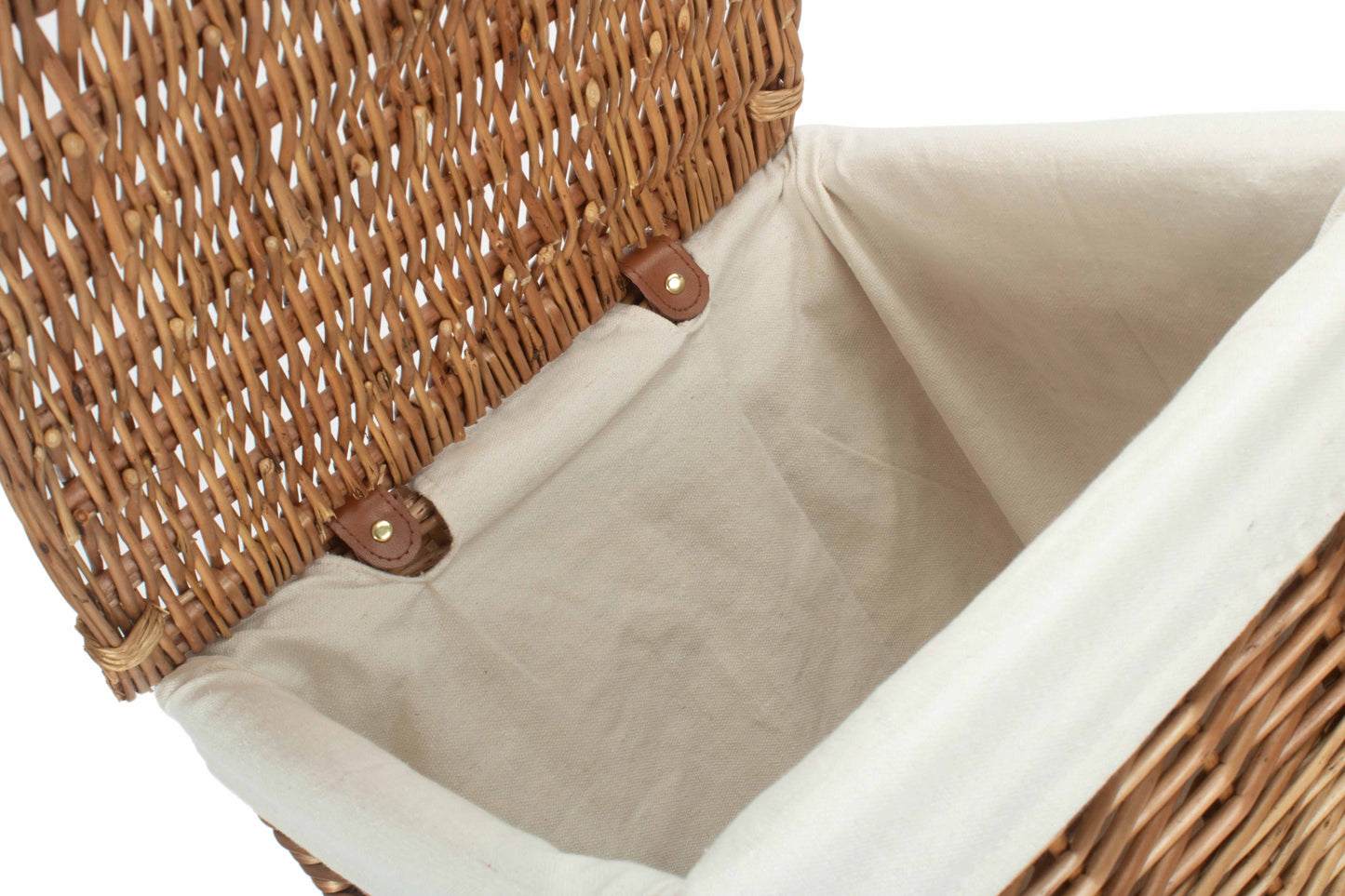 Light Steamed Willow Square Laundry Basket with White Lining - Small