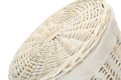 White Wash Willow Round Laundry Hamper with White Lining - Small