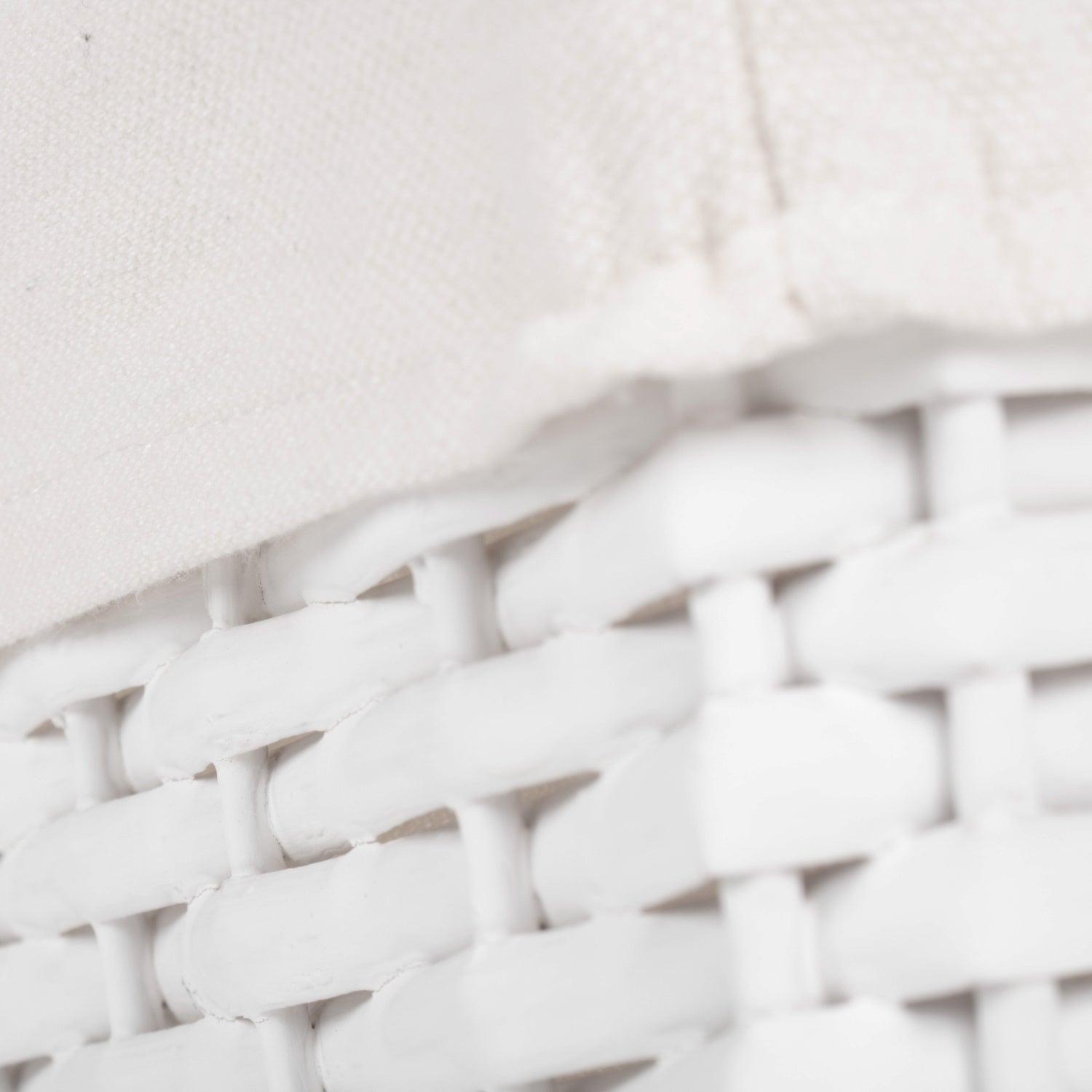 Small White Wicker Storage Basket with White Lining