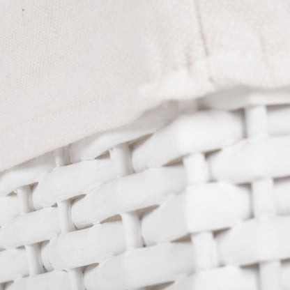 Small White Wicker Storage Basket with White Lining