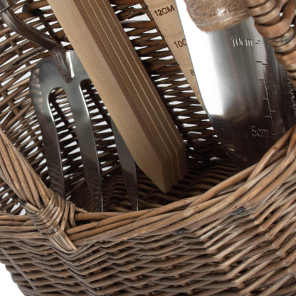 Small Antique Wash Deluxe Garden Tool Basket