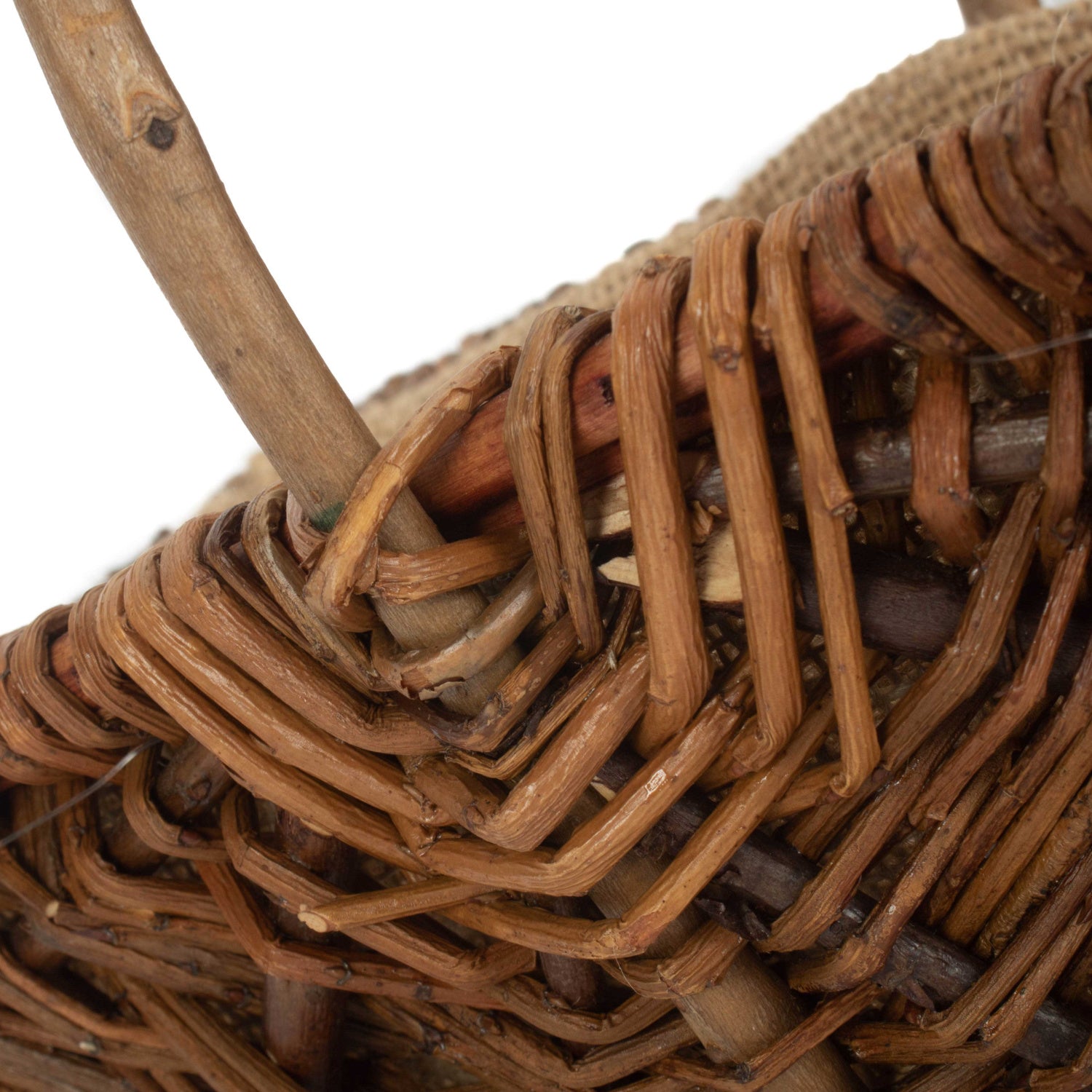 Small Rectangular Unpeeled Willow Garden Trug With Hessian Lining