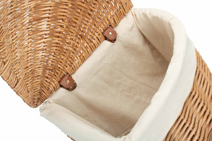 Light Steamed Willow Corner Linen Basket with White Lining - Small
