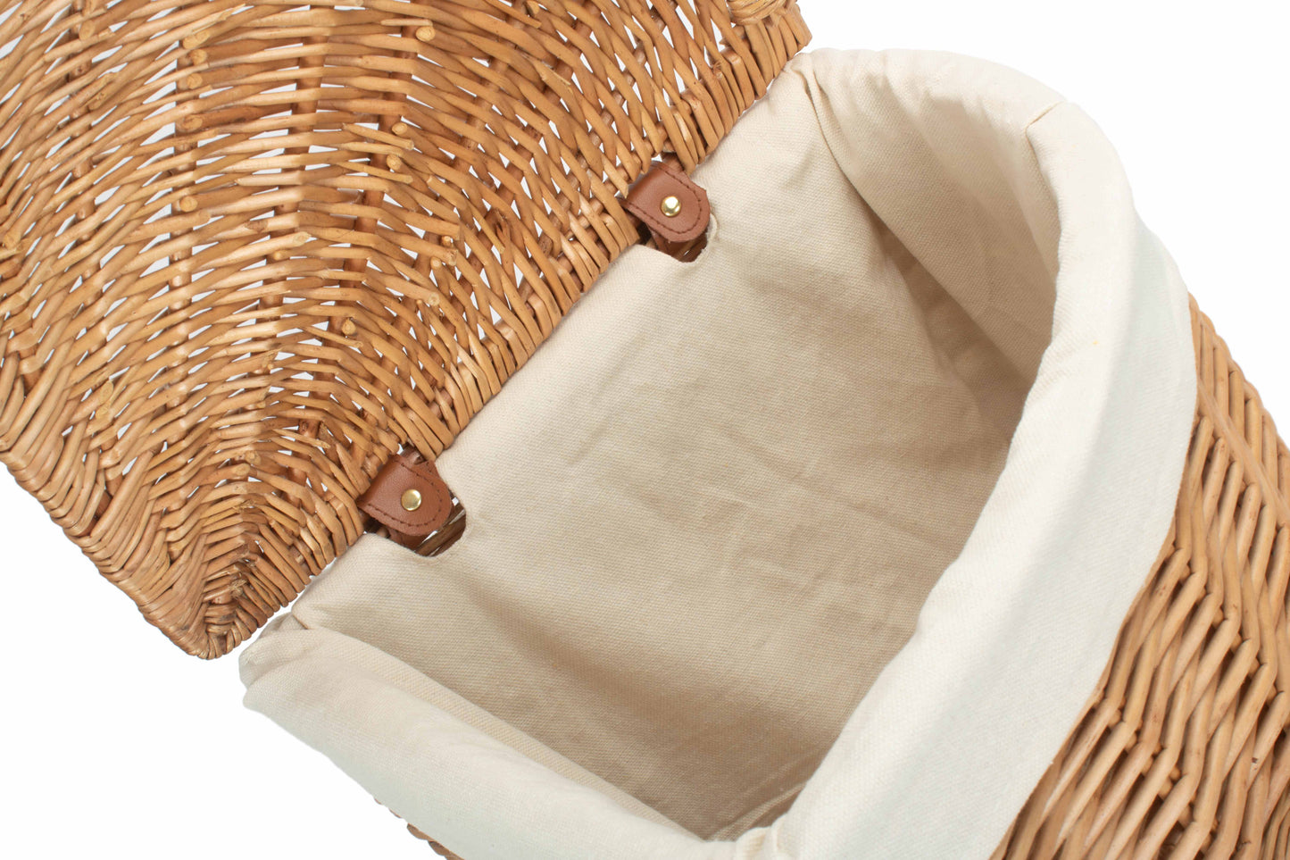 Light Steamed Willow Corner Linen Basket with White Lining - Small