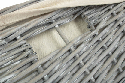 Grey Wash Willow Square Laundry Basket with White Lining - Small