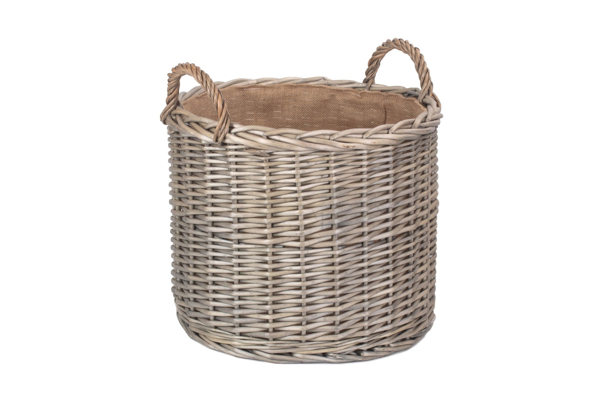 Large Round Straight Sided Wicker Log Storage Basket