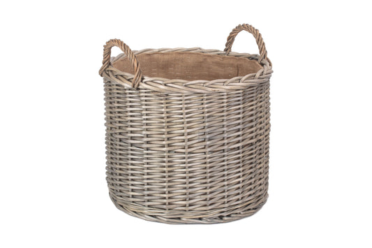 Large Round Straight-Sided Wicker Log Storage Basket