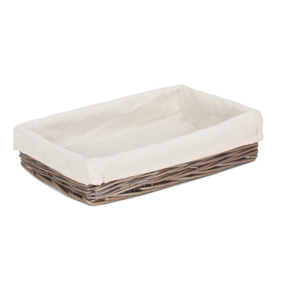 Small Lined Antique Wash Straight Sided Tray Basket
