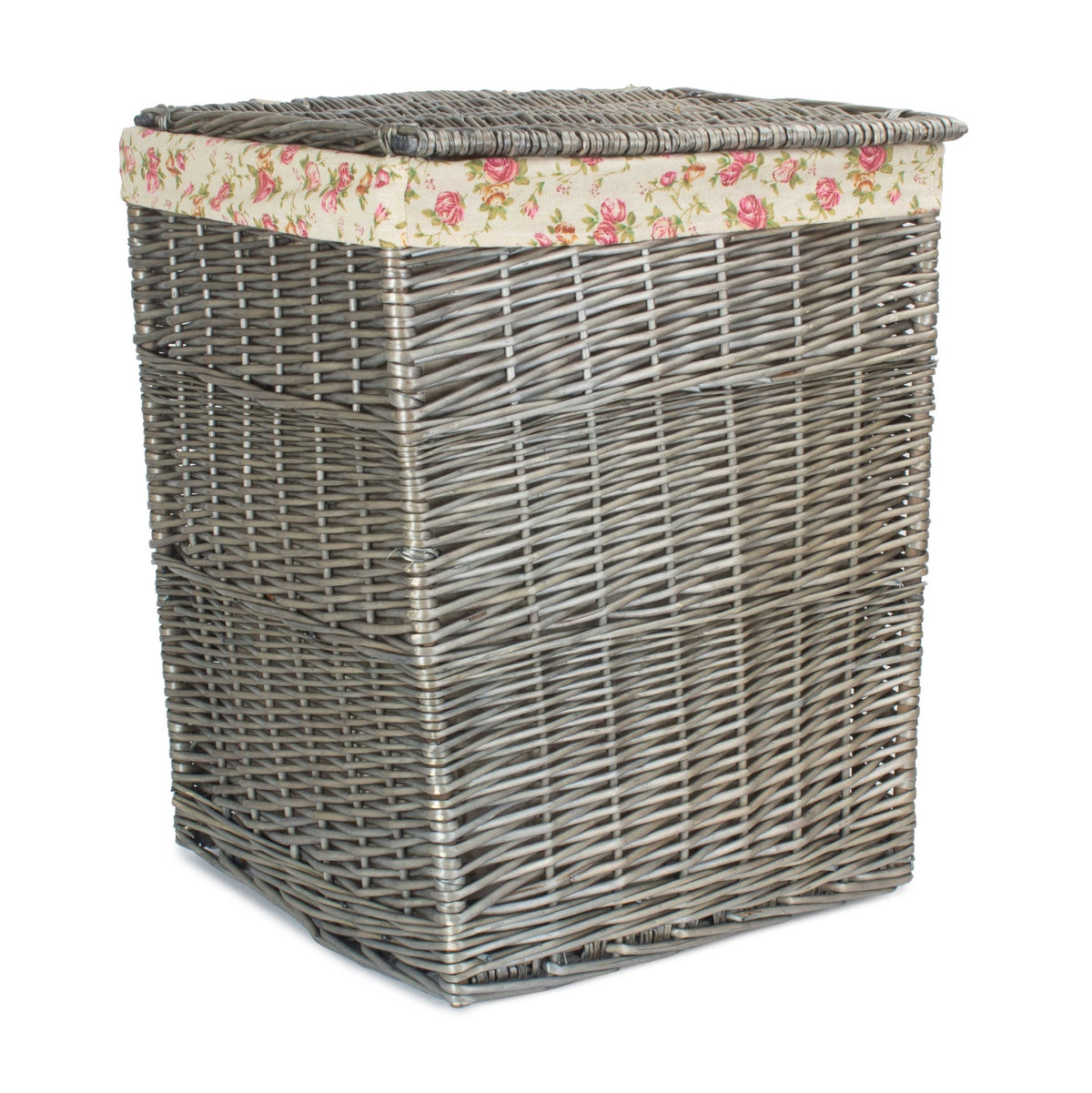 Antique Wash Willow Large Square Laundry Basket Garden Lining