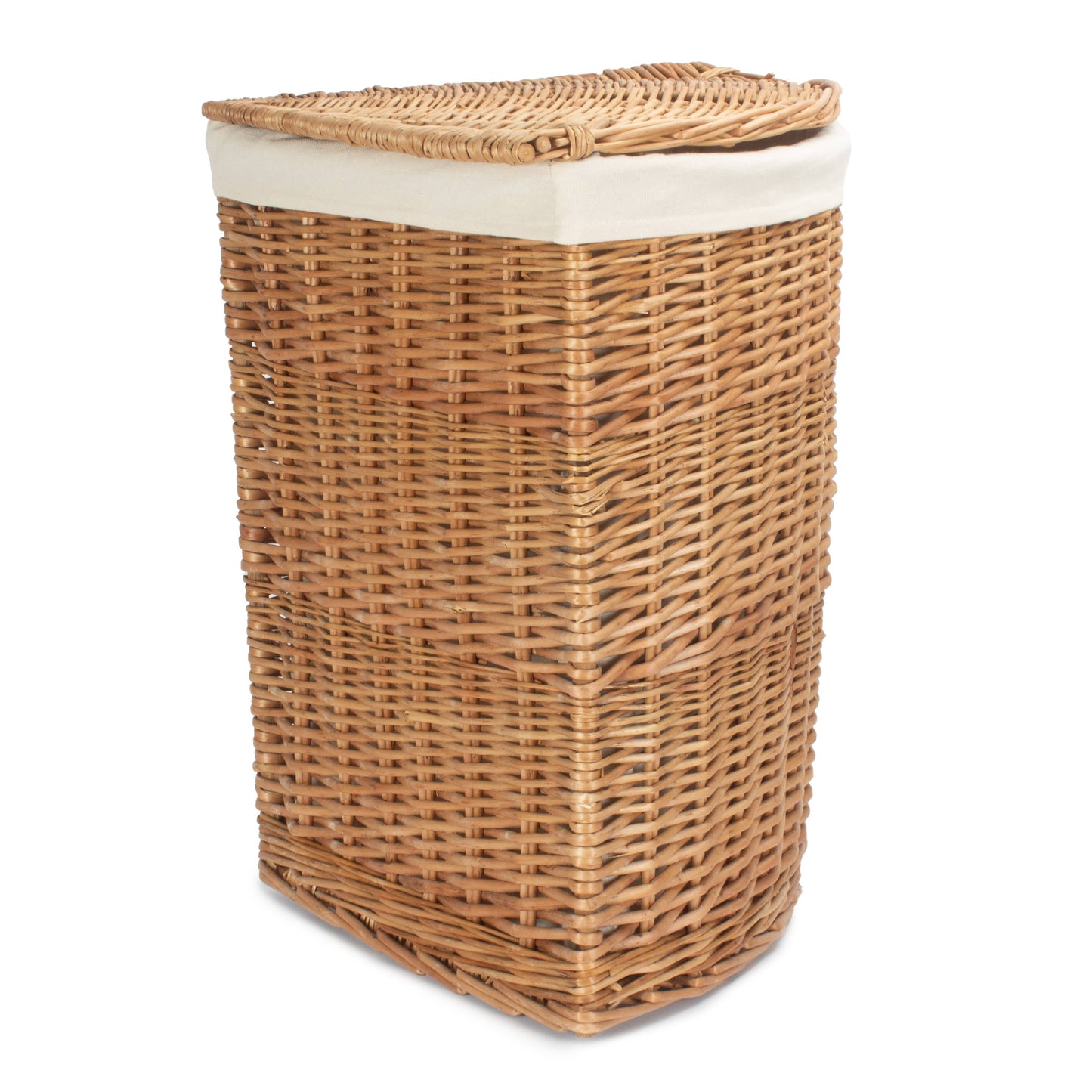 Light Steamed Willow Corner Linen Basket with White Lining - Large