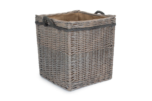 Grey Wash Willow Square Storage Basket Size 2 - Medium