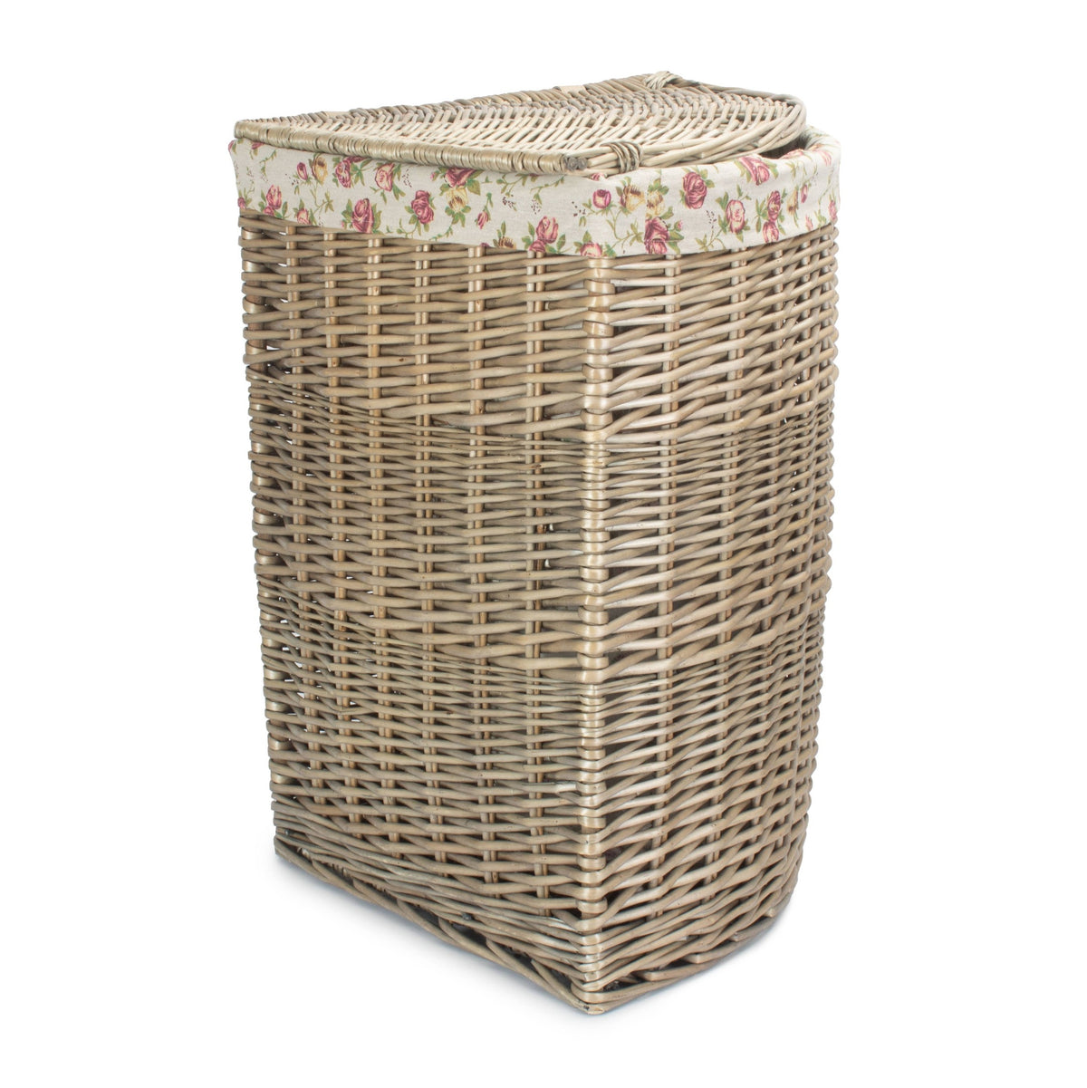 Antique Wash Willow Large Corner Linen Basket Garden Lining