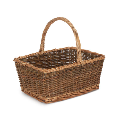 Rectangular Unpeeled Willow Shopper Basket - Size 2 Medium