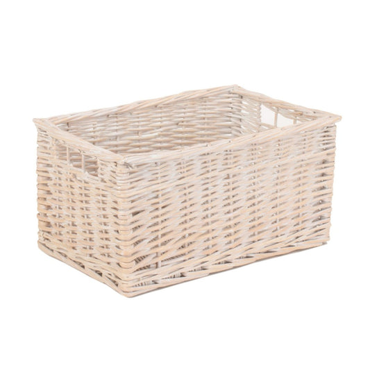 Medium White Wash Willow Storage Basket