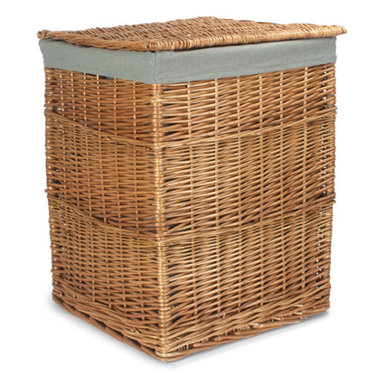 Light Steamed Willow Square Laundry Basket with Grey Sage Lining - Large