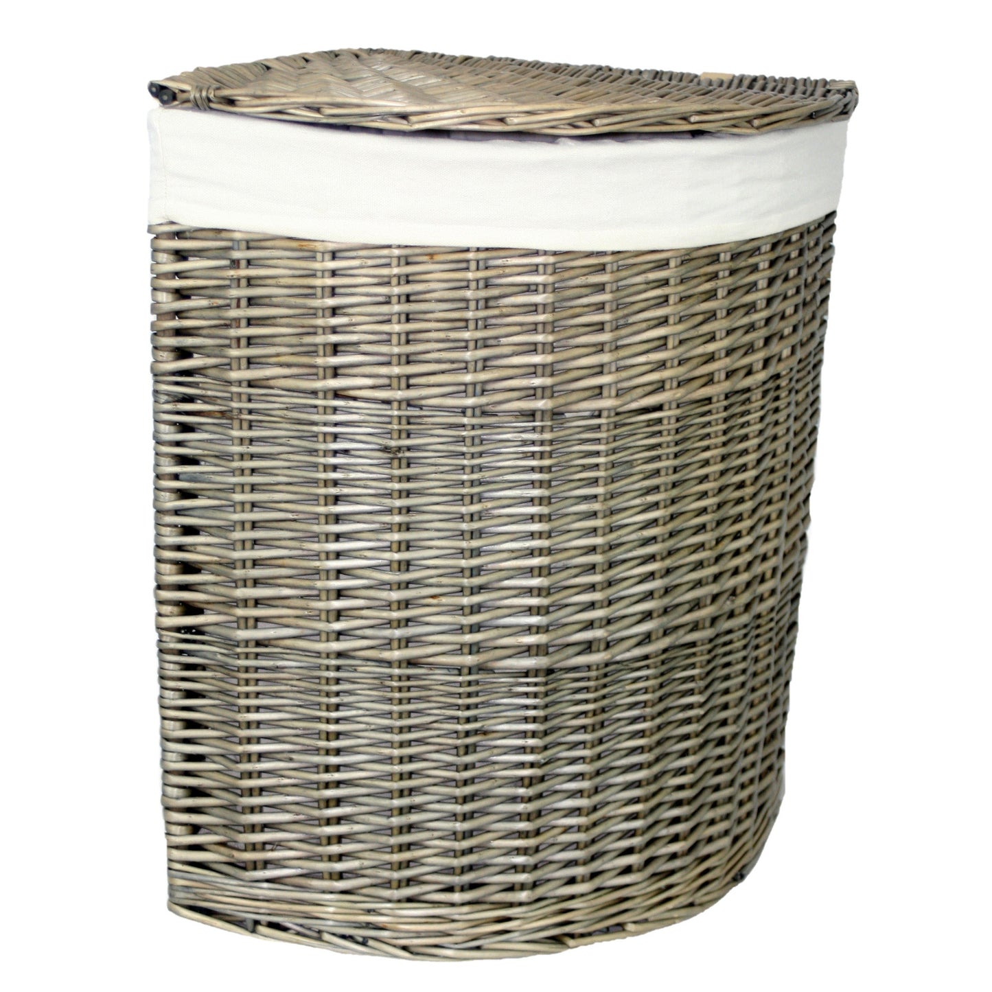 Large Antique Wash Corner Linen Basket With White Lining