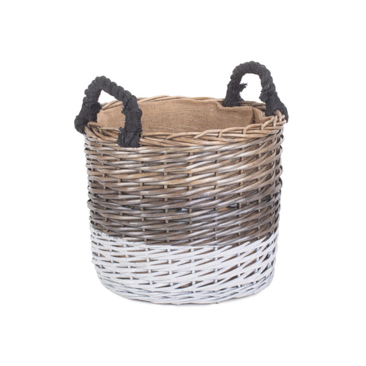 Large Round Triple Tone Chunky Storage Basket With Lining