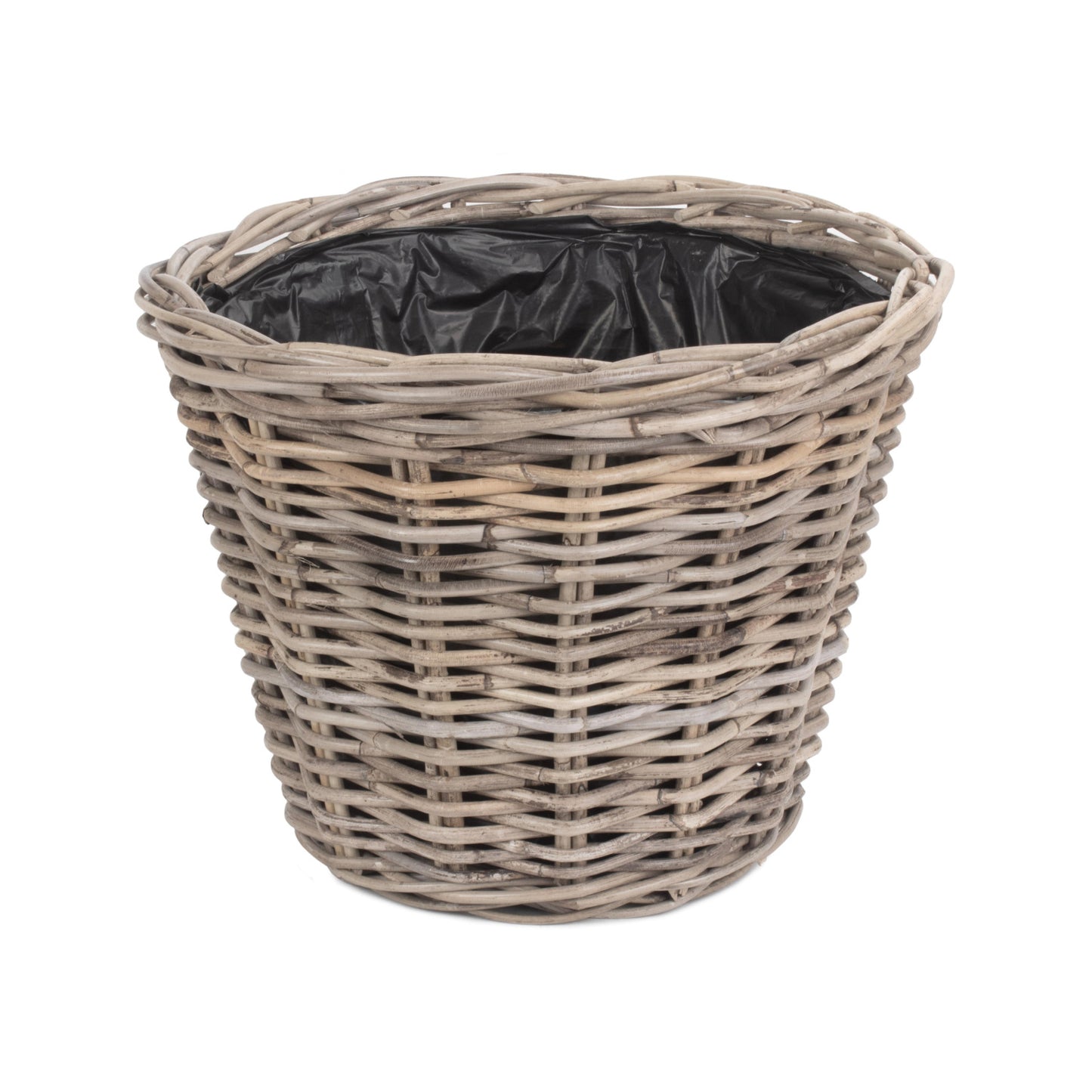 Large Tapered Rattan Round Planter With Plastic Lining
