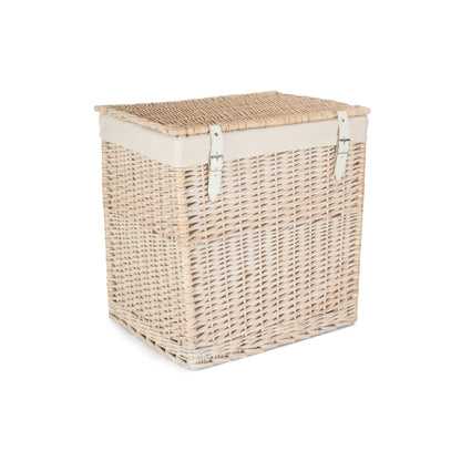Boutique White Wash Willow Laundry Hamper With Lining - Large