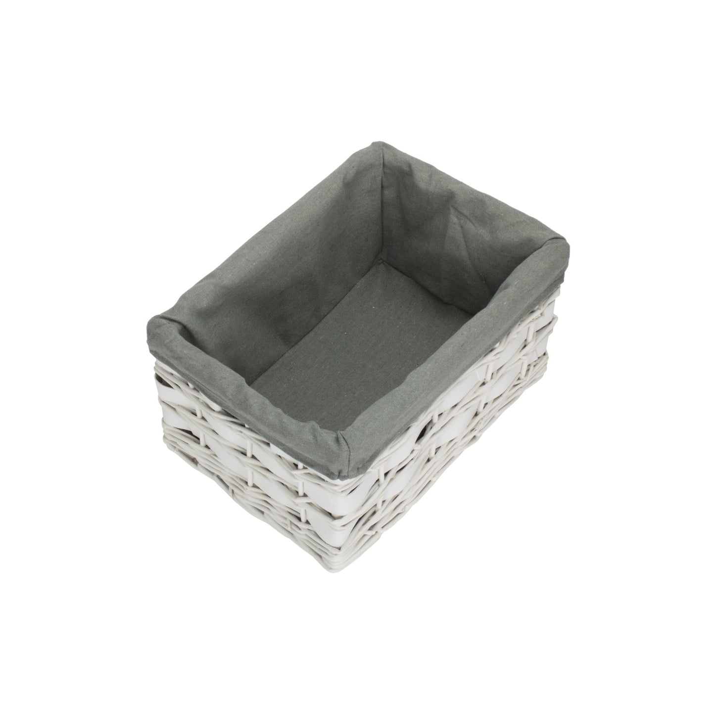 Medium White Scandi Storage Basket With Grey Sage Lining