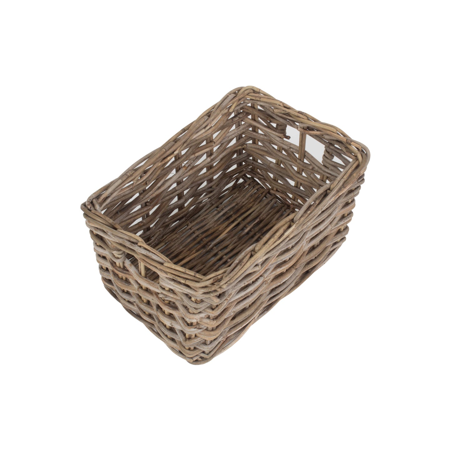 Medium Rectangular Grey Rattan Storage Basket