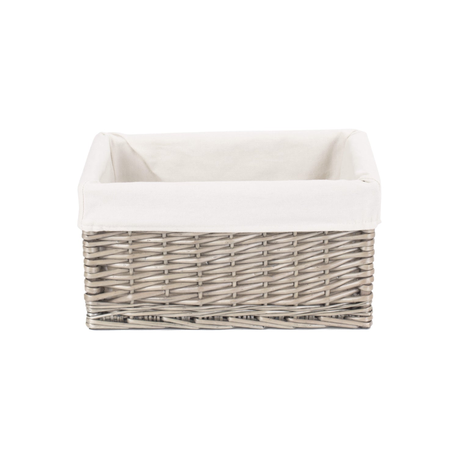 Medium Antique Wash Willow Storage Basket with White Lining