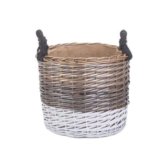 Large Round Triple Tone Chunky Storage Basket With Lining