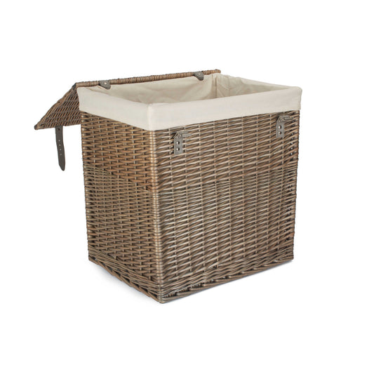 Boutique Antique Wash Willow Storage Laundry Hamper with Lining - Large