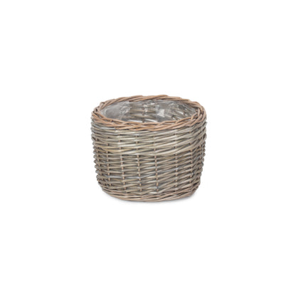 Medium Round Antique Wash Lined Willow Planter