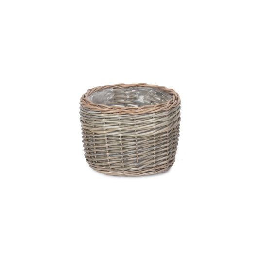 Medium Round Antique Wash Lined Willow Planter
