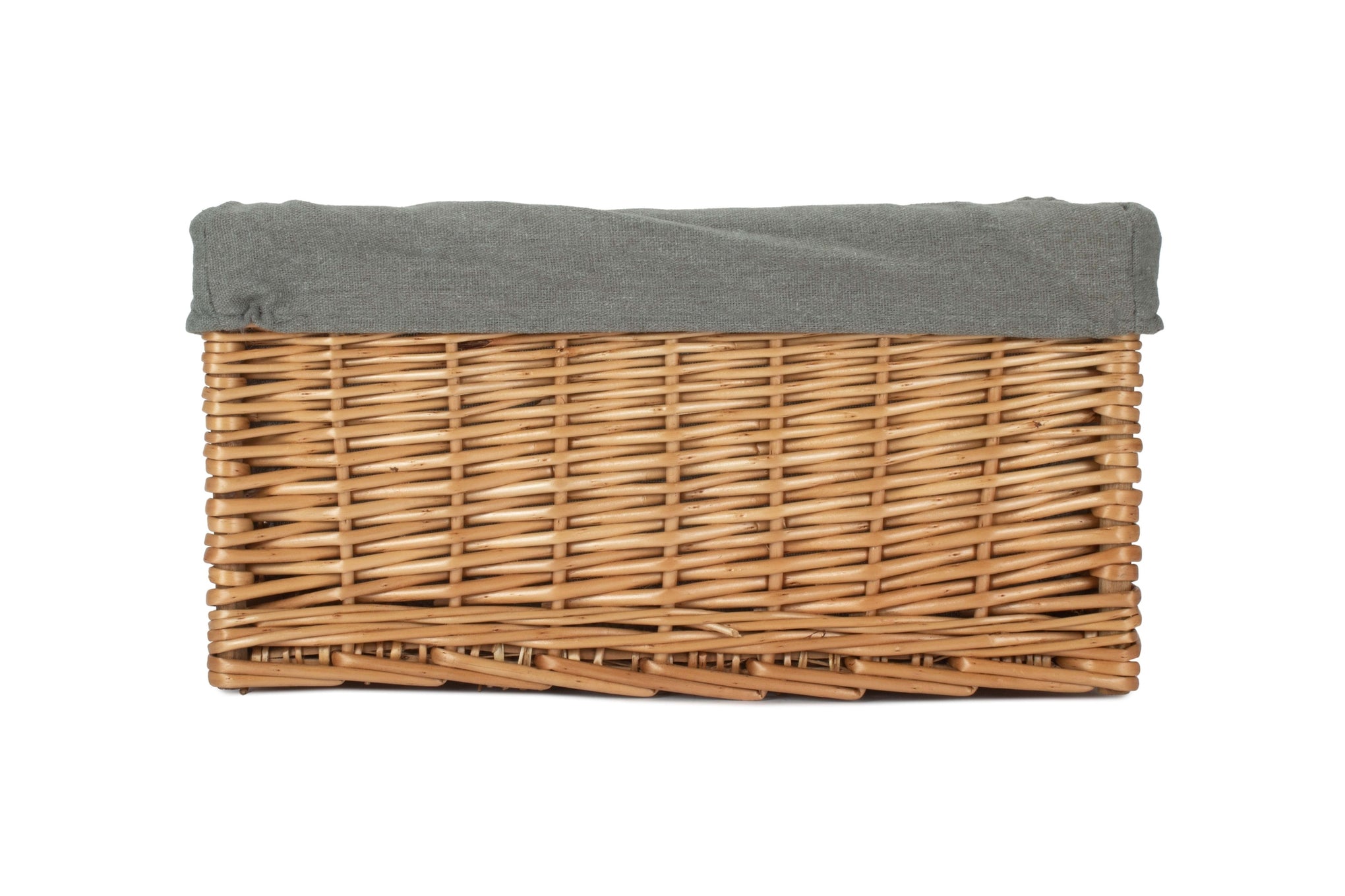 Medium Double Steamed Willow Storage Basket with Grey Sage Lining