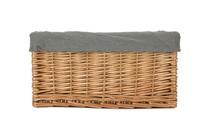 Medium Double Steamed Willow Storage Basket with Grey Sage Lining