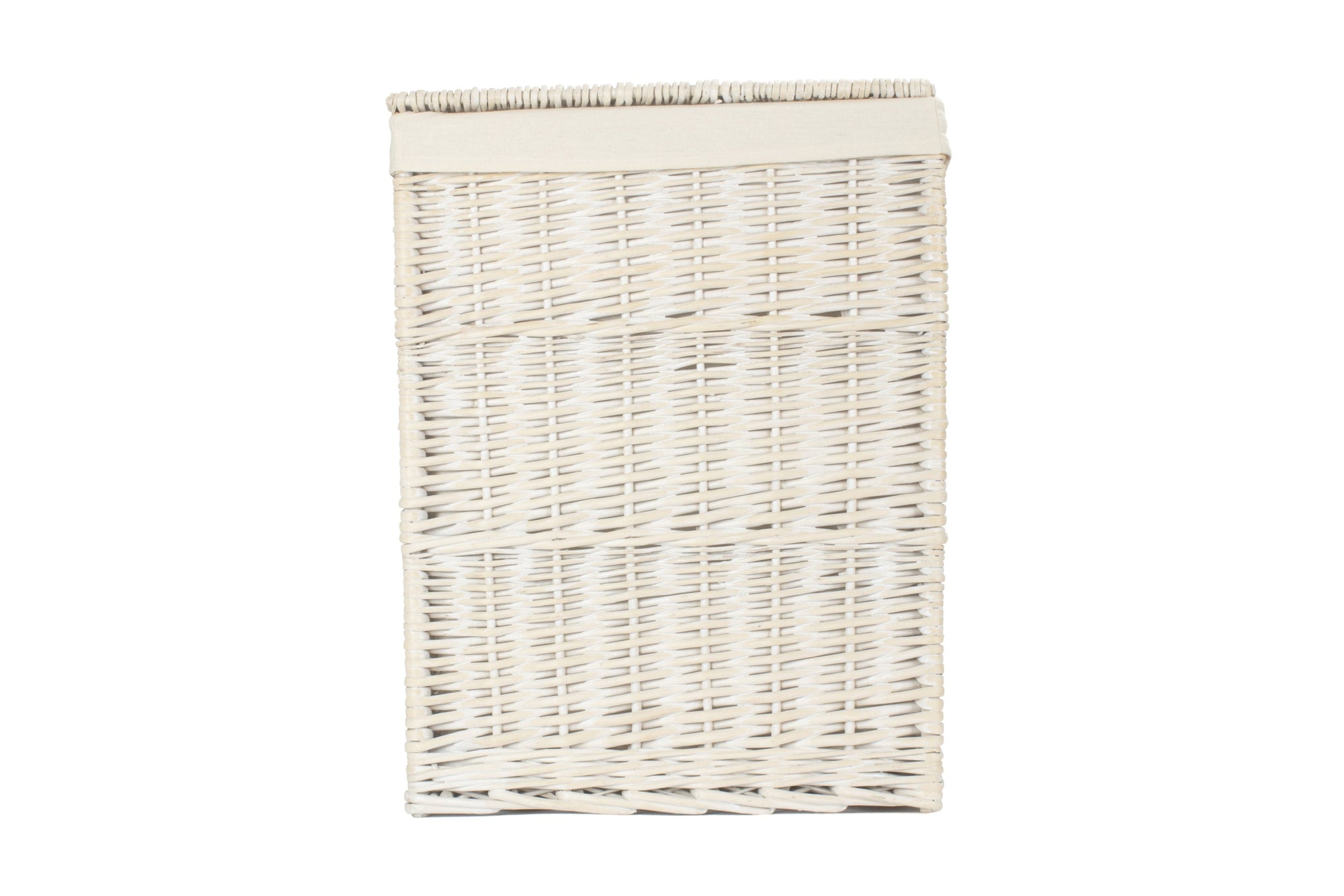 White Wash Willow Square Laundry Hamper with White Lining - Large