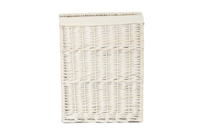 White Wash Willow Square Laundry Hamper with White Lining - Large